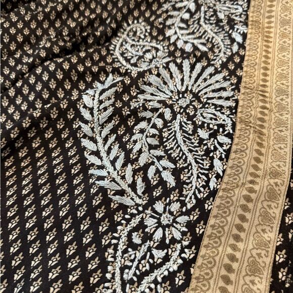 Anthropologie Love Kyla Kimono Cardigan Size LRG Floral Embroidered Silk Blend - Picture 5 of 11